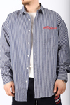 Çizgili Lacivert Poplin Oversize Gömlek G138