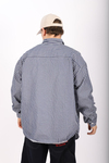 Çizgili Lacivert Poplin Oversize Gömlek G138