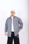 Çizgili Lacivert Poplin Oversize Gömlek G138