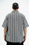 Çizgili Siyah Boxy Fit Gömlek JC01 25Y182
