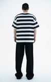 Çizgili Siyah Oversize Tshirt JC01 25Y66