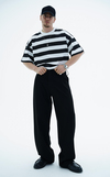 Çizgili Siyah Oversize Tshirt JC01 25Y66