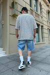 Çizgili ZR Oversize Tshirt T816
