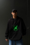 Coll Baskılı Siyah Oversize Sweatshirt SW1037