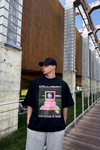 Coll Baskılı Siyah Oversize Tshirt T1036