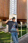 Coll Broken Baskılı Füme Oversize Tshirt T1186