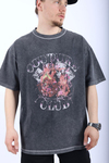 Couture Baskılı Acid Wash Oversize Tshirt T983