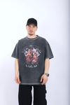 Couture Baskılı Acid Wash Oversize Tshirt T983