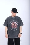 Couture Baskılı Acid Wash Oversize Tshirt T983