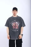 Couture Baskılı Acid Wash Oversize Tshirt T983
