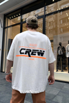 Crew Baskılı Krem Oversize Tshirt T686