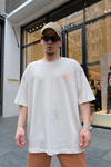 Crew Baskılı Krem Oversize Tshirt T686