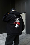 Cultured Baskılı Siyah Oversize Zipper Hoodie SW1107