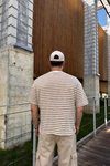 Dad Kahve Çizgili İnce Kumaş Oversize Tshirt  T1142