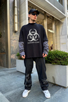 Danger Zone Reflektif Baskılı Sleeved Sweatshirt SW872