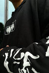 Dennis Baskılı Siyah Oversize Sweatshirt SW1026