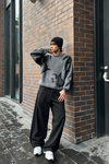 Desenli Antrasit Oversize Kazak KZK135