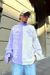 Desenli Coll Lila Oversize Kazak KZK129