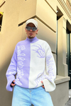 Desenli Coll Lila Oversize Kazak KZK129