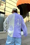Desenli Coll Lila Oversize Kazak KZK129