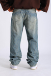 Desenli Eskitme Jean Pantolon P1059