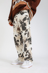 Desenli Krem Baggy Jean Pantolon P1130