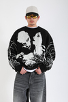Desenli Spider Oversize Siyah Kazak KZK155
