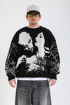 Desenli Spider Oversize Siyah Kazak KZK155