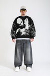 Desenli Spider Oversize Siyah Kazak KZK155