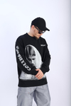Devine Baskılı Siyah Oversize Sleeved Tshirt T908