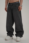 Dikiş Detay Gri Acid Wash Jean Pantolon CT01 6643