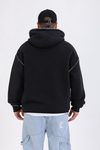 Dikiş Detay Siyah Creative Oversize Hoodie SW1355