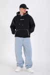 Dikiş Detay Siyah Creative Oversize Hoodie SW1355