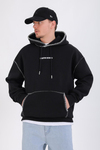 Dikiş Detay Siyah Creative Oversize Hoodie SW1355