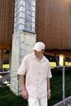 Dokulu Kumaş Krem Oversize Gömlek T1155