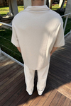 Dokulu Kumaş Krem Oversize Gömlek T1155