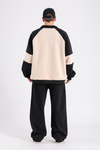 Dsh Krem Fermuar Polo Yaka Oversize Sweatshirt SW1188