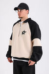 Dsh Krem Fermuar Polo Yaka Oversize Sweatshirt SW1188