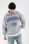 Dsh Nakışlı Gri Melanj Polo Yaka Oversize Sweatshirt SW1342