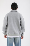 Dsh Nakışlı Gri Melanj Polo Yaka Oversize Sweatshirt SW1342