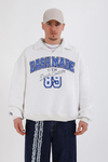 Dsh Nakışlı Krem Polo Yaka Oversize Sweatshirt SW1339