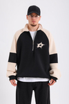 Dsh Siyah Fermuar Polo Yaka Oversize Sweatshirt SW1190