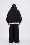 Eskitme Baskılı Siyah Oversize Hoodie SW1343