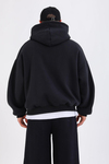 Eskitme Baskılı Siyah Oversize Hoodie SW1343