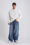 Eskitme Detay Lacivert Baggy Jean Pantolon P991