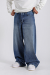 Eskitme Detay Lacivert Baggy Jean Pantolon P991