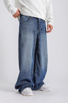 Eskitme Detay Lacivert Baggy Jean Pantolon P991