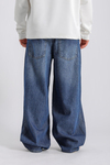 Eskitme Detay Lacivert Baggy Jean Pantolon P991