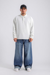 Eskitme Detay Lacivert Baggy Jean Pantolon P991