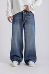 Eskitme Detay Lacivert Baggy Jean Pantolon P991